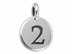 TierraCast Pewter Number Charm Antique Silver Plated - 2