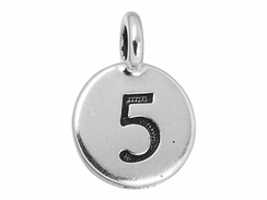 TierraCast Pewter Number Charm Antique Silver Plated - 5