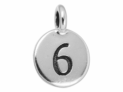 TierraCast Pewter Number Charm Antique Silver Plated - 6
