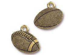 5 - TierraCast Football Pewter Charm Antique Gold Plated
