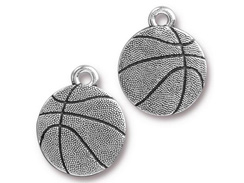 5 - TierraCast Basketball Pewter Charm Antique Silver Plated