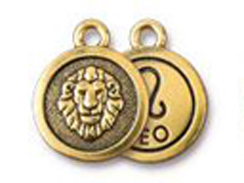TierraCast Pewter Zodiac Sign Charms Antique Gold Plated - Leo