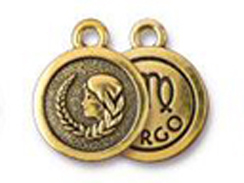 TierraCast Pewter Zodiac Sign Charms Antique Gold Plated - Virgo