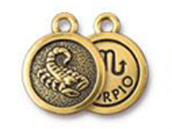 TierraCast Pewter Zodiac Sign Charms Antique Gold Plated - Scorpio