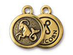 TierraCast Pewter Zodiac Sign Charms Antique Gold Plated - Capricorn