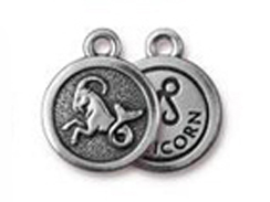 TierraCast Pewter Zodiac Sign Charms Antique Silver Plated - Capricorn