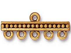 10 - TierraCast Pewter LINK Beaded 5 1 Connector Antique Gold Plated