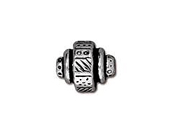 10 - TierraCast Pewter BEAD Ethnic Barrel Antique Silver Plated