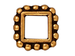 20 - TierraCast Pewter BEAD FRAME Square Double Row Beaded Edge Antique Gold Plated