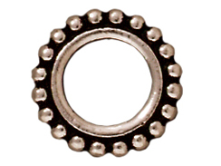20 - TierraCast Pewter BEAD FRAME Round Double Row Beaded Edge Antique Silver Plated