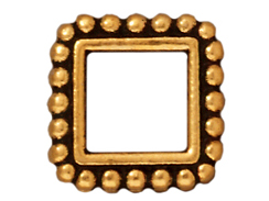 20 - TierraCast Pewter BEAD FRAME Square Double Row Beaded Edge Antique Gold Plated