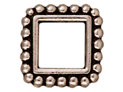 20 - TierraCast Pewter BEAD FRAME Square Double Row Beaded Edge Antique Silver Plated