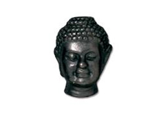 10 - TierraCast Pewter BEAD Large Hole Buddha Head, Black Finish