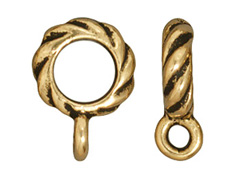 10 - TierraCast Pewter BAIL Twisted with Large Hole Antique Gold Plated 
