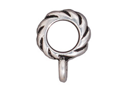 10 - TierraCast Pewter BAIL Twisted with Large Hole Antique Silver Plated 