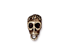 5 - TierraCast Pewter BAIL Skull with Large Hole Oxidized Brass 