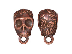 5 - TierraCast Pewter BAIL Skull with Large Hole Antique Copper Plated 