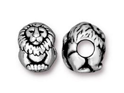 10 - TierraCast Antique Silver Plated Pewter Lion EuroBead