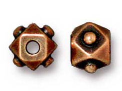 20 - TierraCast Pewter BEAD Faceted Cube Antique Copper Plated
