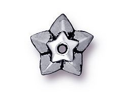 20 - TierraCast Pewter BEAD CAP Star Antique Silver Plated