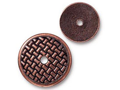 10 - TierraCast Round Woven Disk Embellishment Antique Copper Plated