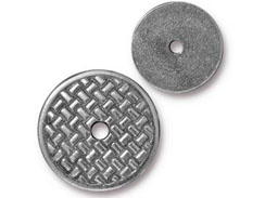 10 - TierraCast Round Woven Disk Embellishment Antique Pewter Plated