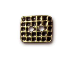10 - TierraCast Pewter Button Rectangle Hammertone Oxidized Brass