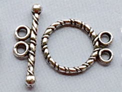 2 Strand Toggle Clasp Pewter Bead