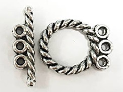 3 Strand Toggle Clasp Pewter Bead