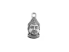 Antique Silver Plated Buddha Head Pewter Pendant
