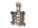 10 - TierraCast Pewter CHARM Turtle, Antique Silver Plated