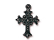 10 - TierraCast Pewter DROP Fleur Cross, Black