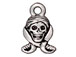 10 - TierraCast Pewter CHARM Pirate Skull Antique Silver Plated 