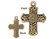 5 - TierraCast Pewter DROP Talavera Cross, Antique Gold Plated 