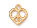 10 - TierraCast Pewter Charm Heart Peace Sign Bright Gold Plated