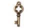 5 - TierraCast Pewter DROP Quatrefoil Key, Oxidized Brass Finish 