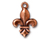 10 - TierraCast Pewter DROP Fleur, Antique Copper Plated 