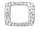 10 - TierraCast Pewter Link Open Square Hammered Link Drilled, Bright Rhodium Plated 