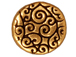 10- TierraCast Pewter BEAD Round Scroll, Antique Gold Plated