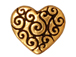 10 - TierraCast Pewter BEAD Heart Scroll, Antique Gold Plated