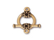 5 - TierraCast Pewter CLASP Round Toggle Clasp with Stone Setting, Antique Gold Plated