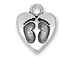 Pewter Baby Foot Prints On Heart Charm - (13.5x11mm)