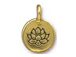 10 - TierraCast Antique Gold Round Lotus Flower Charm