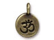 10 - TierraCast Oxidized Brass Round Ohm Om Coin Charm