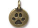 10 - TierraCast Oxidized Brass Paw Print Charm