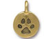 10 - TierraCast Antique Gold Paw Print Charm