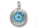 Aqua - TierraCast Bright Rhodium Plated Pewter Stepped Bezel Charm with Swarovski Stone, March Birthstone