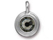 Black Diamond - TierraCast Bright Rhodium Plated Pewter Stepped Bezel Charm with Swarovski Stone