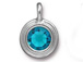 Blue Zircon - TierraCast Bright Rhodium Plated Pewter Stepped Bezel Charm with Swarovski Stone