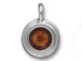 Smoked Topaz - TierraCast Bright Rhodium Plated Pewter Stepped Bezel Charm with Swarovski Stone